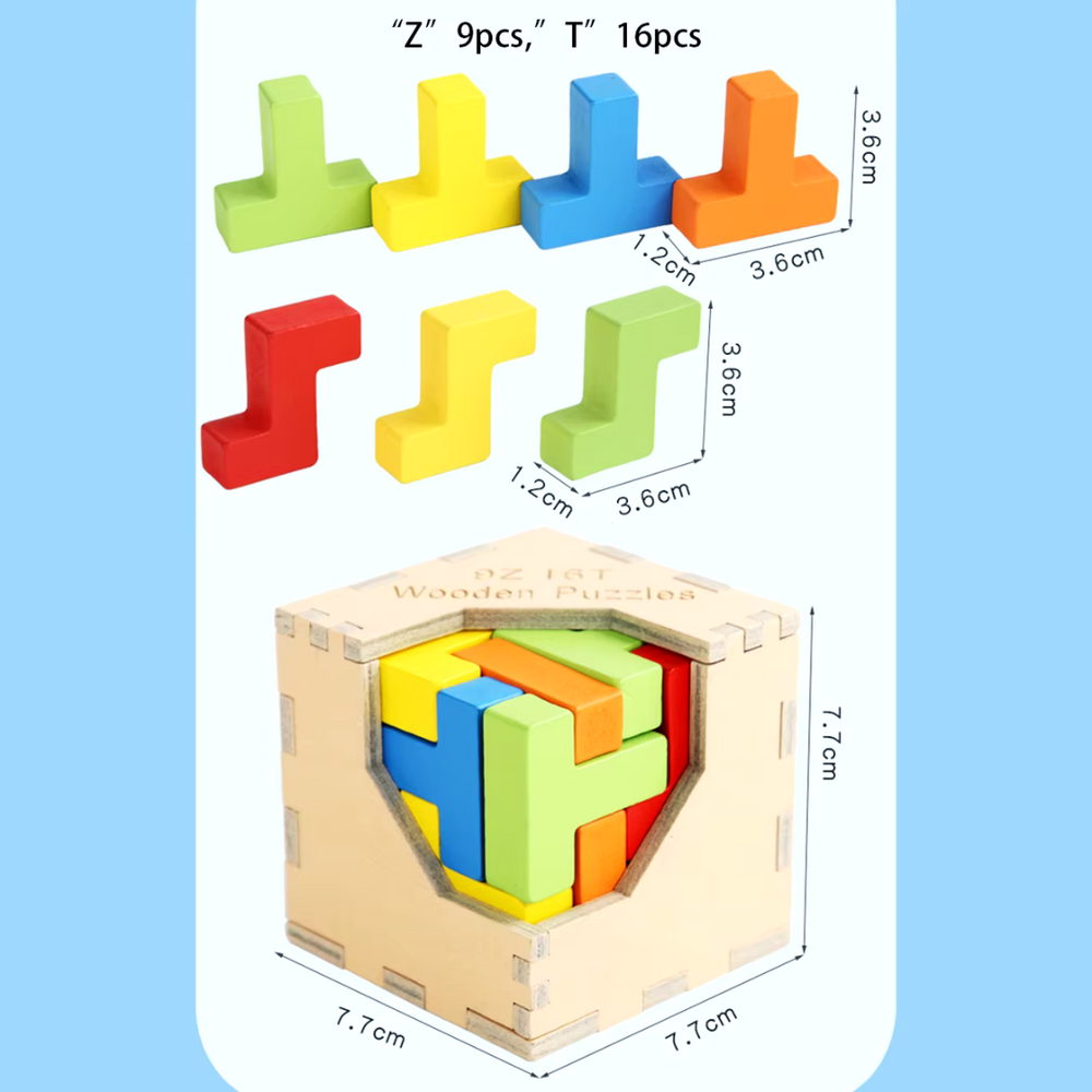 Träbaserat 3D-pussel för Barn – Pedagogisk Leksak från 3 År | Hållbar Hjärngympa More For Mini