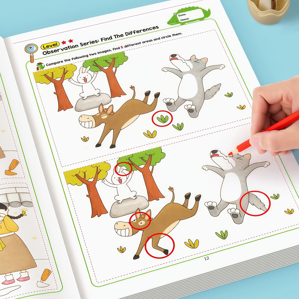 Hitta Skillnaden Aktivitetsbok – 2-Pack Pedagogisk Pusselbok för Barn More For Mini