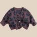 Stickad Kofta med Leopardmönster – Flicka, Beige/Lila, Bomull, Storlek 0–6 år More For Mini