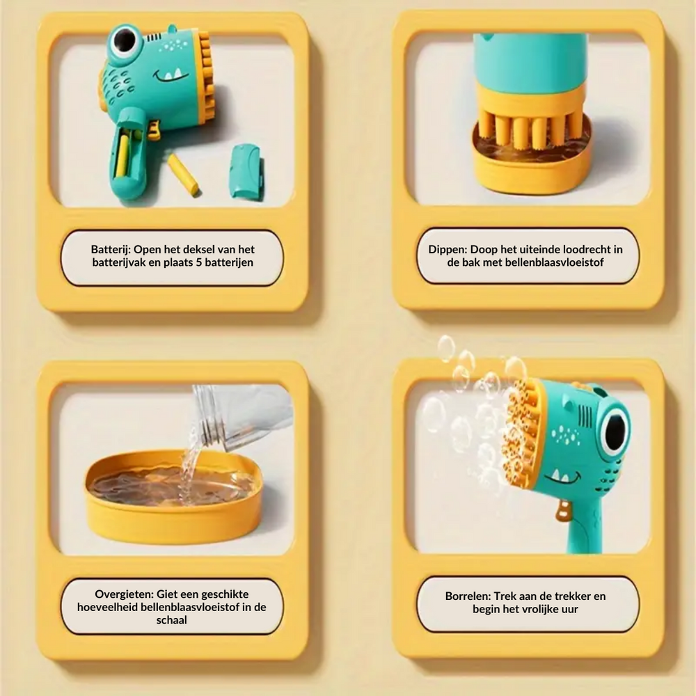 Dino Bellenblaaspistool – 40 Gaten Voor Honderden Bubbels | Speelplezier Voor Kinderen More For Mini