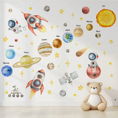 Kinderkamer Behang Ruimte – Sterren & Planeten Muurdecoratie | Veilig & Makkelijk Aanbrengen More For Mini