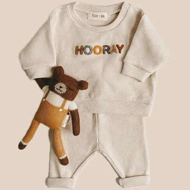 Set med Tröja och Byxor i Vaffeltyg – Hooray! Unisex, Bomull, Storlek 0–3 år More For Mini