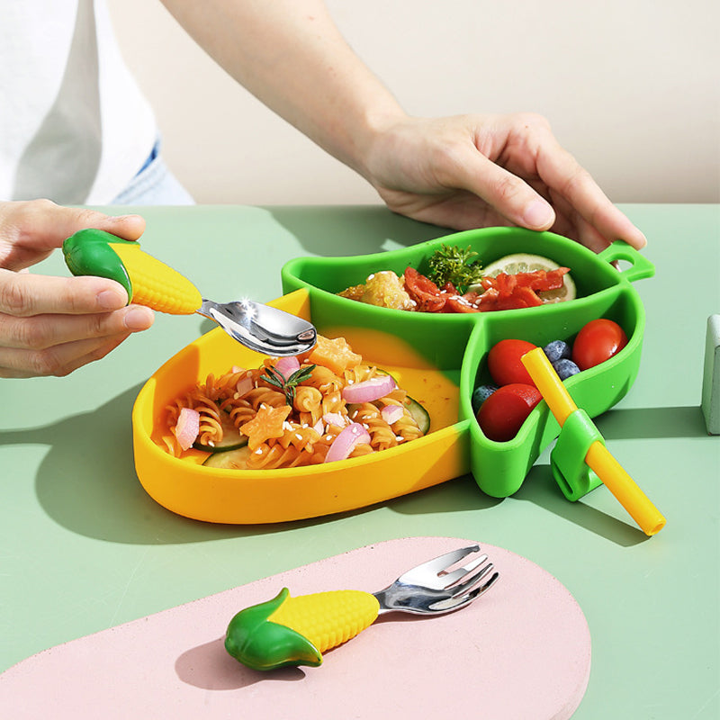 MiniMeal Peuterbord Set – Veilig & Antislip Bord voor Baby’s Vanaf 6 Maanden | Siliconen Zuignap Bord Met Bestek More For Mini