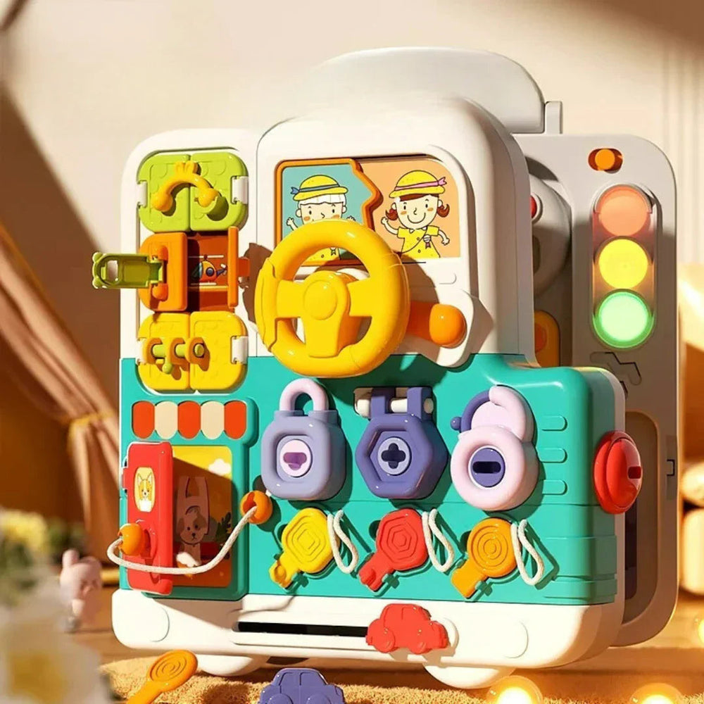 Interaktivt pedagogiskt aktivitetstavla för barn | Stimulerar motorik och lärande – CurioBoard från PlayRoots MoreForMini