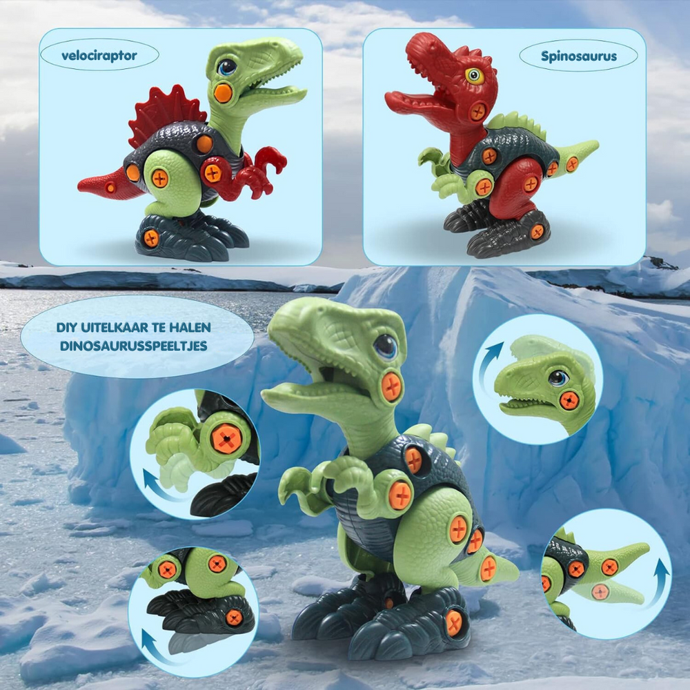 DinoBuilder Bouwspeelgoed Set – Creatief Educatief Speelgoed met Werkende Gereedschappen en Dino-ontwerpen More For Mini