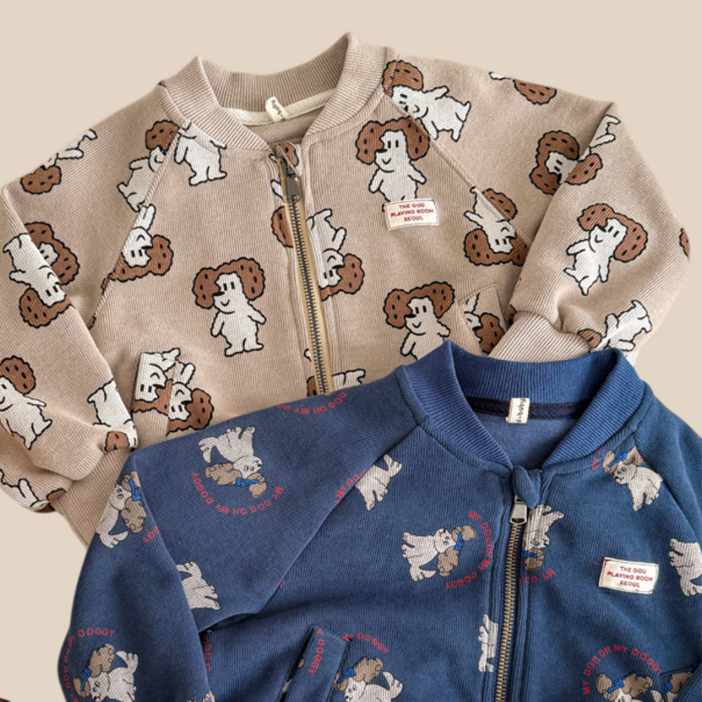 Väst med hundtryck – PuppyPals Unisex, Blå/Brun, Bomull, 0–6 år More For Mini