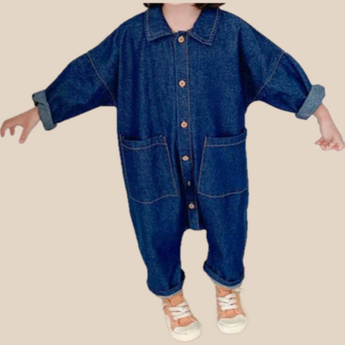 Jumpsuit/Overall för småbarn och barn – I Love My Mummy, Blå/Beige, Bomull, Storlek 1–7 år More For Mini