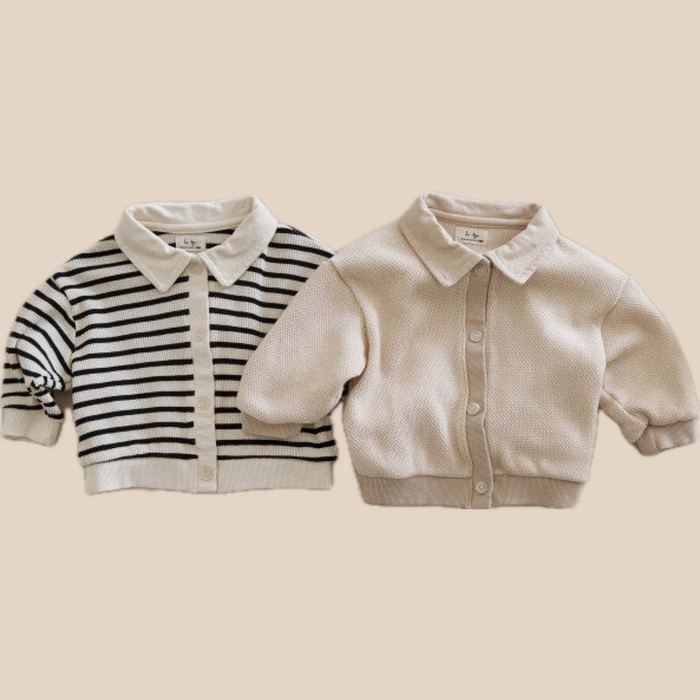 Kofta – Little Chic Unisex, Beige/Blå, Bomull, Storlek 0–3 år More For Mini
