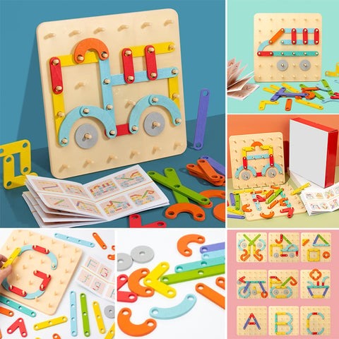 CreatiBoard Montessori Pusselbräda för Barn – Pedagogisk Träleksak för Kreativitet och Färdigheter More For Mini