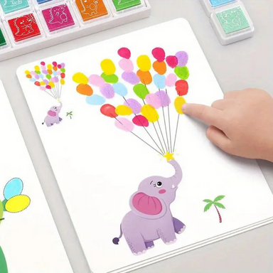 Regenboog Vingerverf Set voor Kinderen – 12 Kleuren & 30 Kaarten | Veilig & Afwasbaar More For Mini