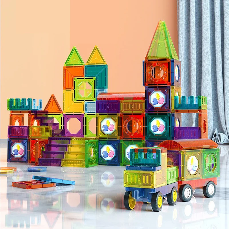 Magnetiskt Byggleksak med LED – 69-delars STEM Byggsats för Barn | BrightTracks från NextPlay More For Mini