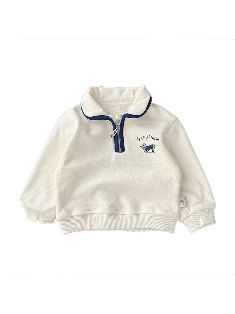 Sweater Vintage Look - Happiness Unisex, Wit, Katoen, Maat 0-4 Jaar-More For Mini