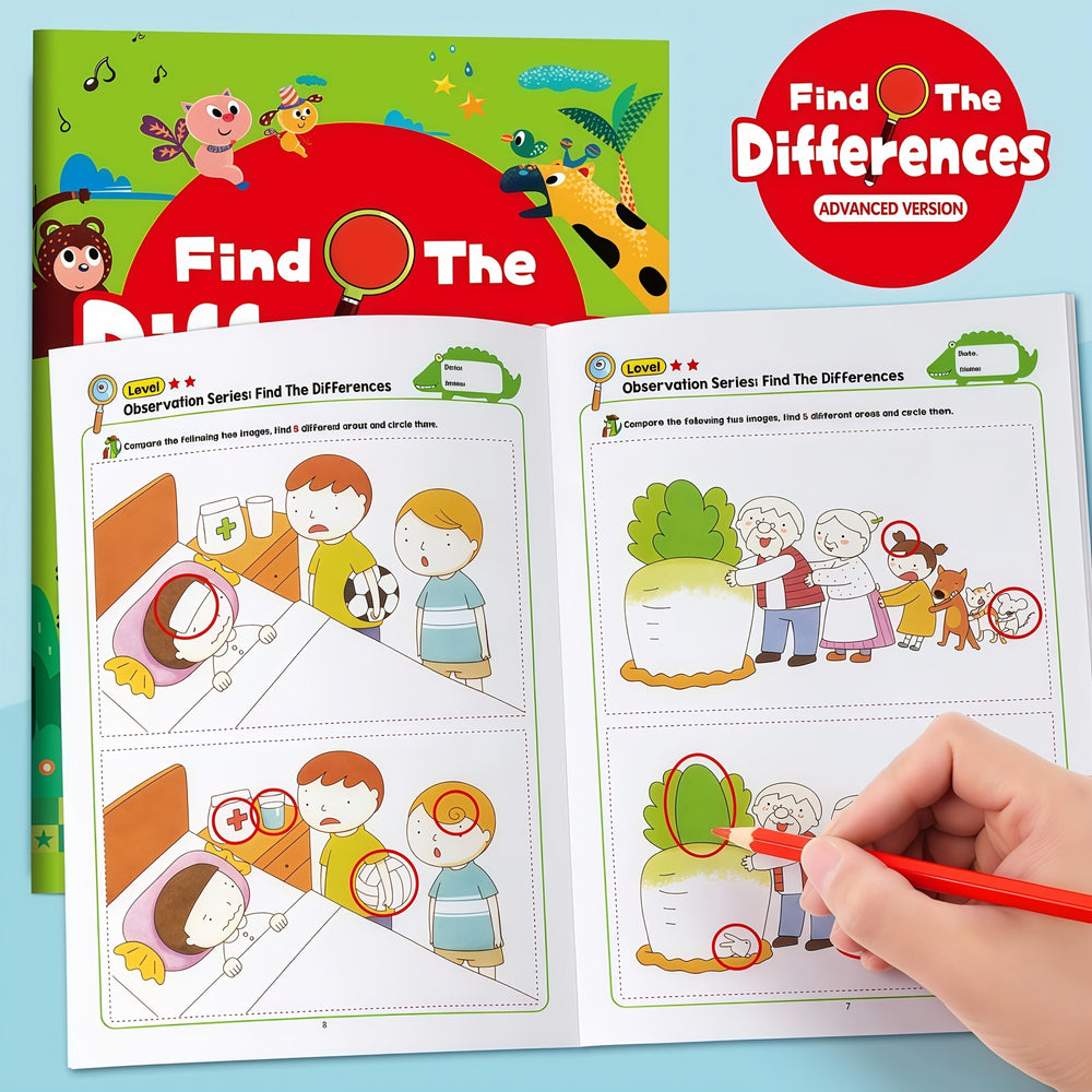 Hitta Skillnaden Aktivitetsbok – 2-Pack Pedagogisk Pusselbok för Barn More For Mini