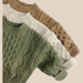 Stickad Tröja med Flätmönster – Pyong Unisex, Brun/Grön/Beige, Bomull, Storlek 0–6 år More For Mini