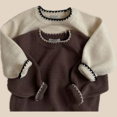 Stickad Tröja Retro – Toem Flicka, Brun/Beige/Vit, Bomull, Storlek 0–7 år More For Mini