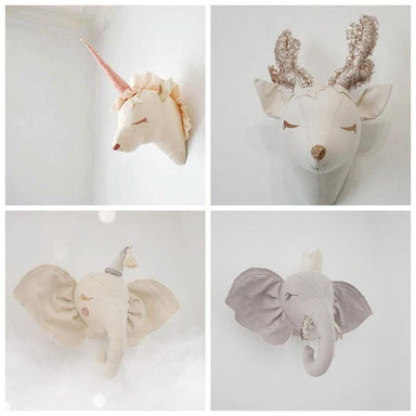 PlayNest Dierenwanddecoratie - Zachte Pluche Dierenkoppen voor Kinderkamer | Educatief & Speels More For Mini