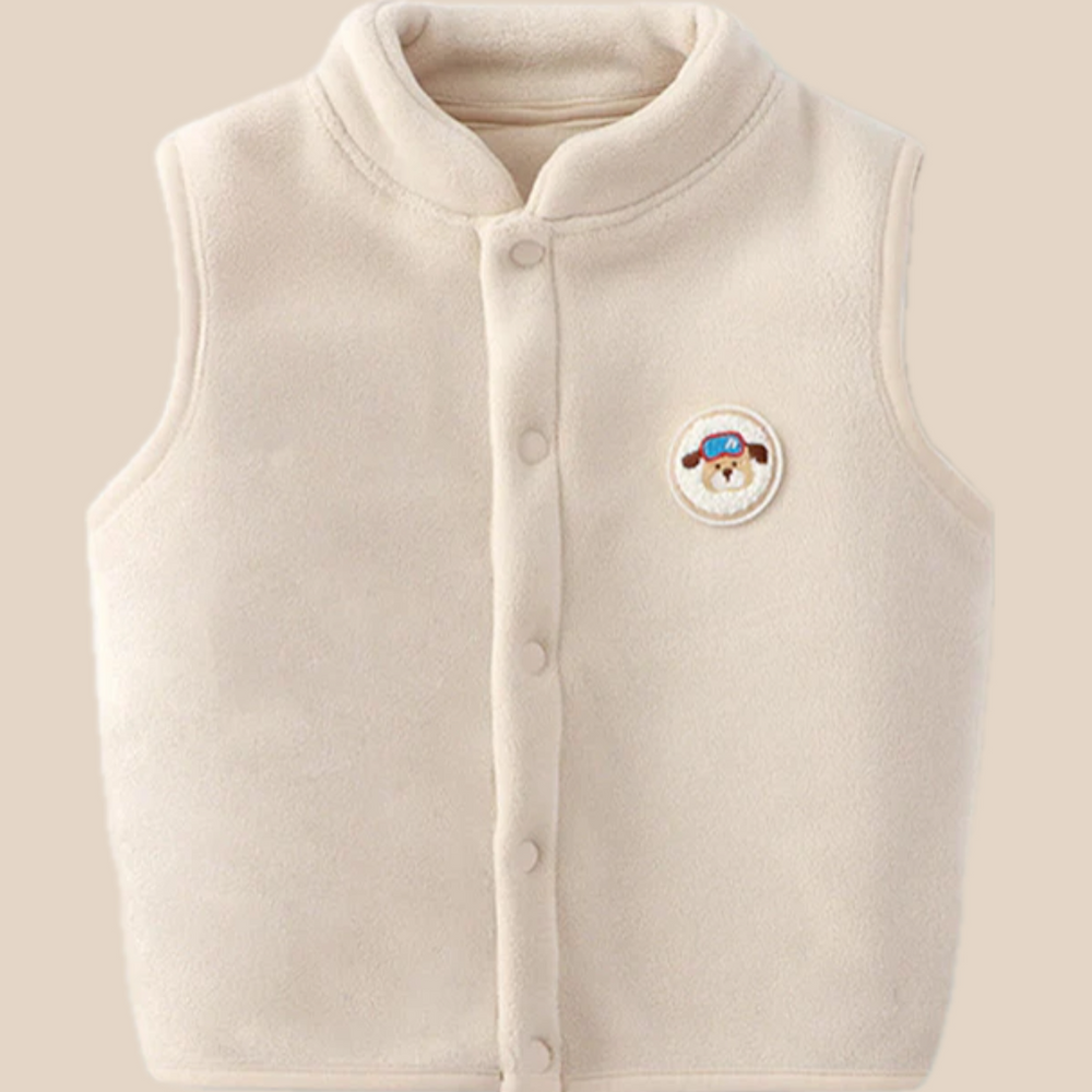 Väst med Emblem – Woef Unisex, Brun/Blå/Rosa/Vit, Fleece, Storlek 1–5 år More For Mini