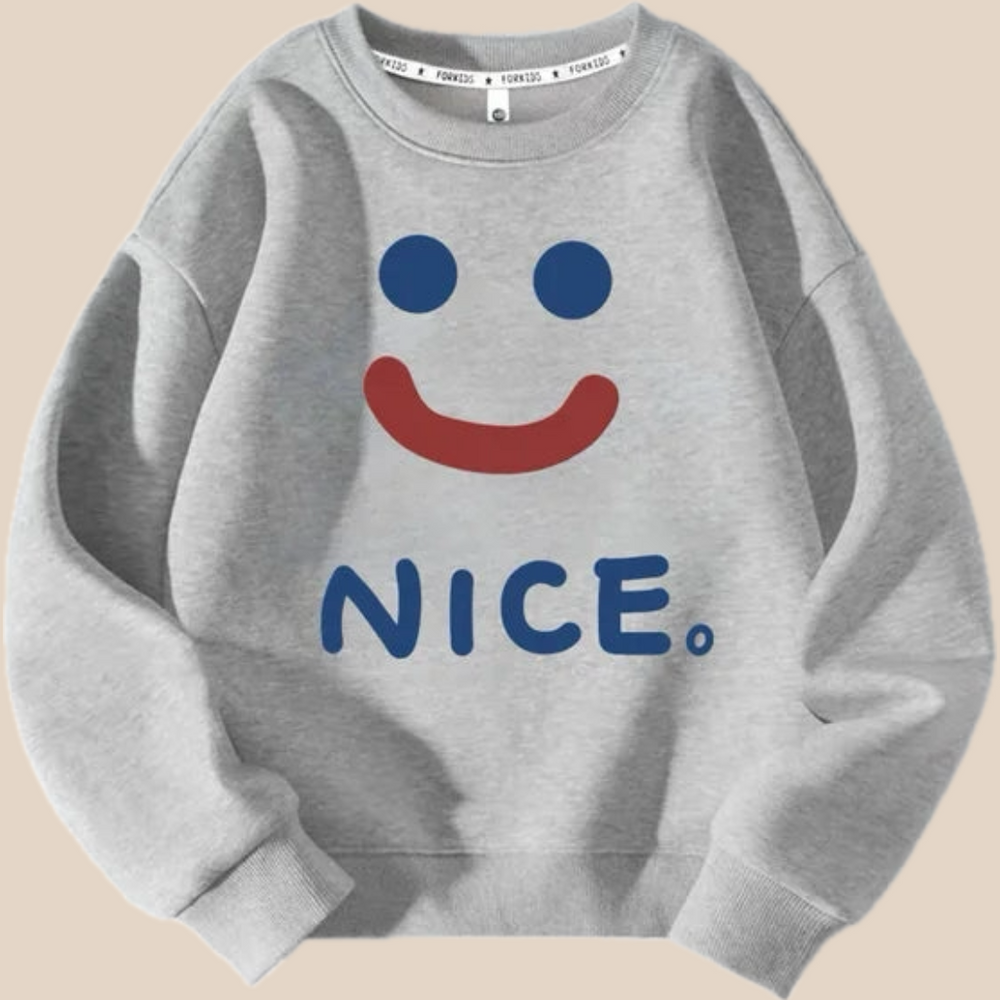 Tröja med Tryck – Nice Unisex, Grå/Vit/Rosa/Röd, Bomull, Storlek 2–9 år More For Mini