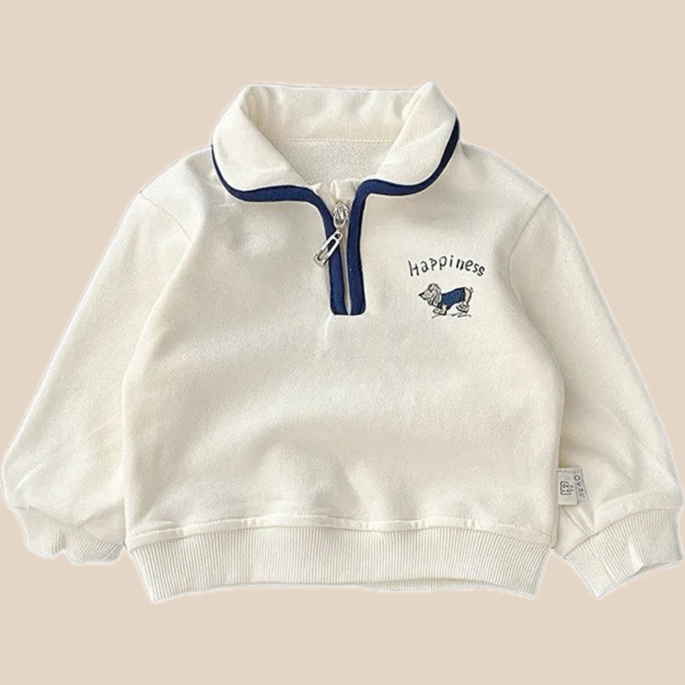 Sweatshirt i Vintage-stil – Happiness Unisex, Vit, Bomull, Storlek 0–4 år More For Mini