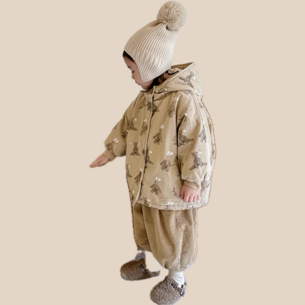 Jacka med Huva – Knuffel Unisex, Brun/Beige, Polyester, Storlek 0–6 år More For Mini