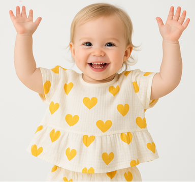 HeartBreeze Sommarset Flickor – Bekvämt Bomullsset med Hjärttryck (0–5 år) More For Mini