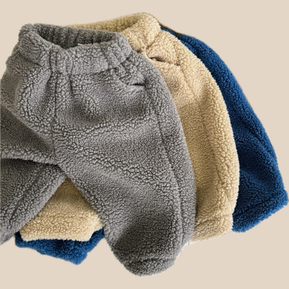 Teddyjoggingbyxa – Snuggle Unisex, Brun/Grå/Blå, Bomull, Storlek 0–6 år More For Mini