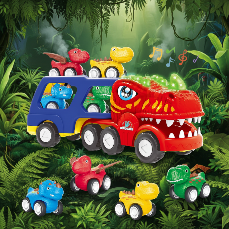 5-i-1 dinosaurie-lastbil lekset – transportbil med ljus, ljud och mini-dinosaurier Lilla Lycka
