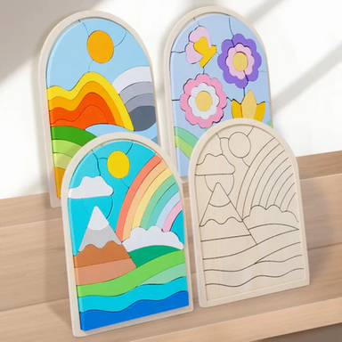 EduBuild Puzzelblokken – Duurzaam Houten Bouwspeelgoed voor Kleuters, Stimuleert Creativiteit & Motoriek More For Mini