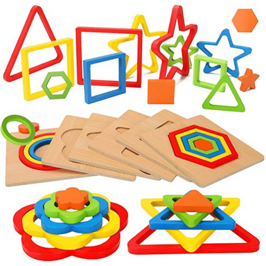 FormaSmart Houten Vormenpuzzel voor Peuters - Educatief Montessori Speelgoed voor Fijne Motoriek & Logisch Denken More For Mini