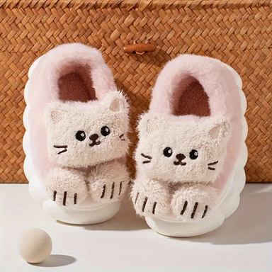 Mjuka Barntofflor i Plysch med Kattmotiv | CozyPaws Varma & Halkfria More For Mini