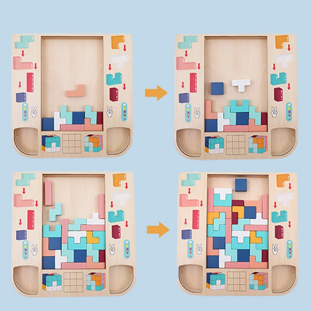 Tetris Pusselbord i Trä för Barn – Pedagogisk Leksak för Finmotorik & Logiskt Tänkande More For Mini