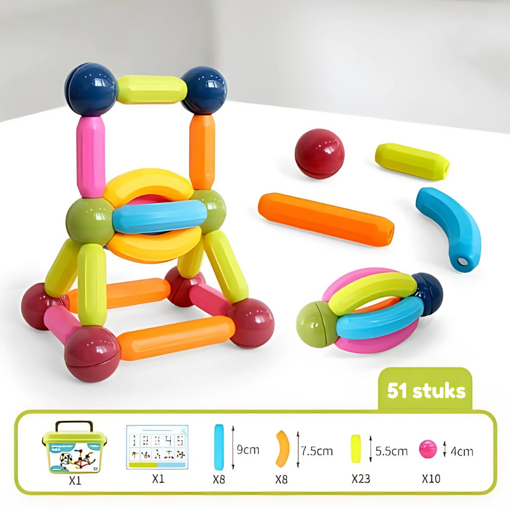 Magnetisk Byggsats för Barn | Säker & Pedagogisk Leksak för 3–12 År | Kreativt STEM-spel More For Mini
