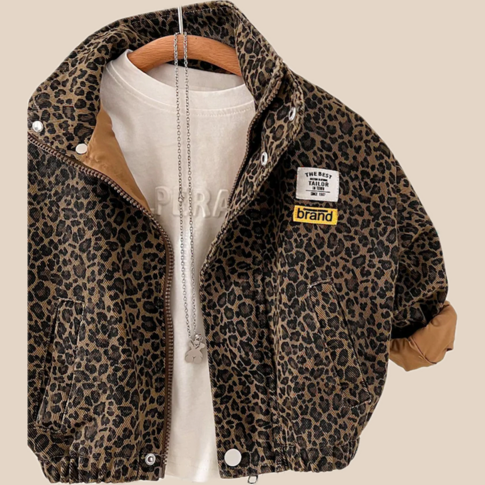 Jacka med Leopardmönster – Gitega Flickor, Brun, Bomull, Storlek 1–8 år More For Mini
