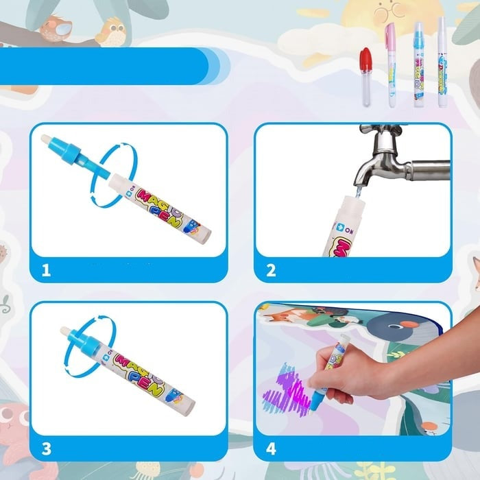 Water Magic Ritmatta för Barn – Kladdfritt Kreativt Lek med Vattenpenna More For Mini