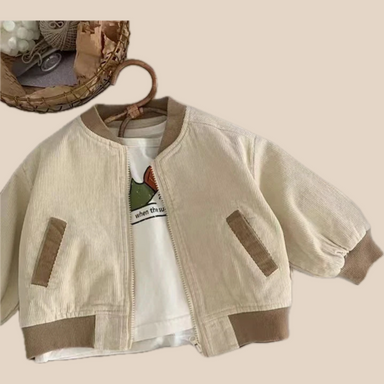 Jacka med ribbad struktur – Monro Unisex, beige/khaki bomull, storlek 1–8 år More For Mini