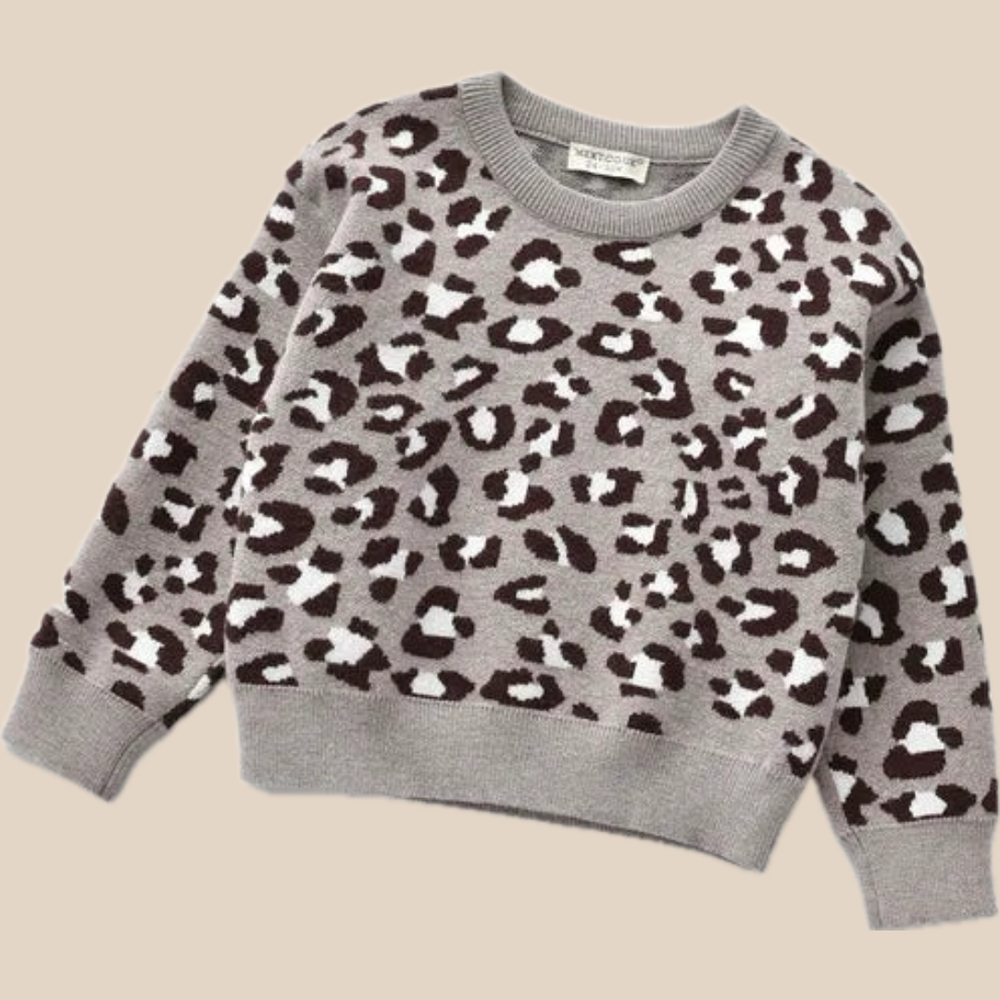 Tröja med Djurmotiv – Flickor, Brun/Grå, Bomull, Storlek 1–6 år More For Mini