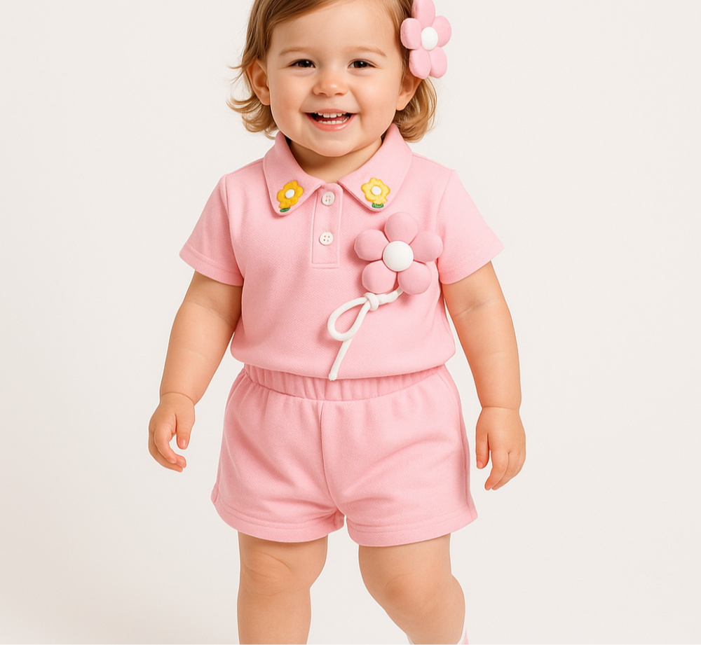 Luchtig Meisjes Zomersetje met Bloemen | Comfortabel & Stijlvol voor 1–4 Jaar More For Mini