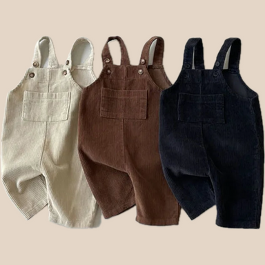 Hängselbyxa med Ribbor – Unisex, Svart/Brun/Beige, Bomull, Storlek 0–3 år More For Mini