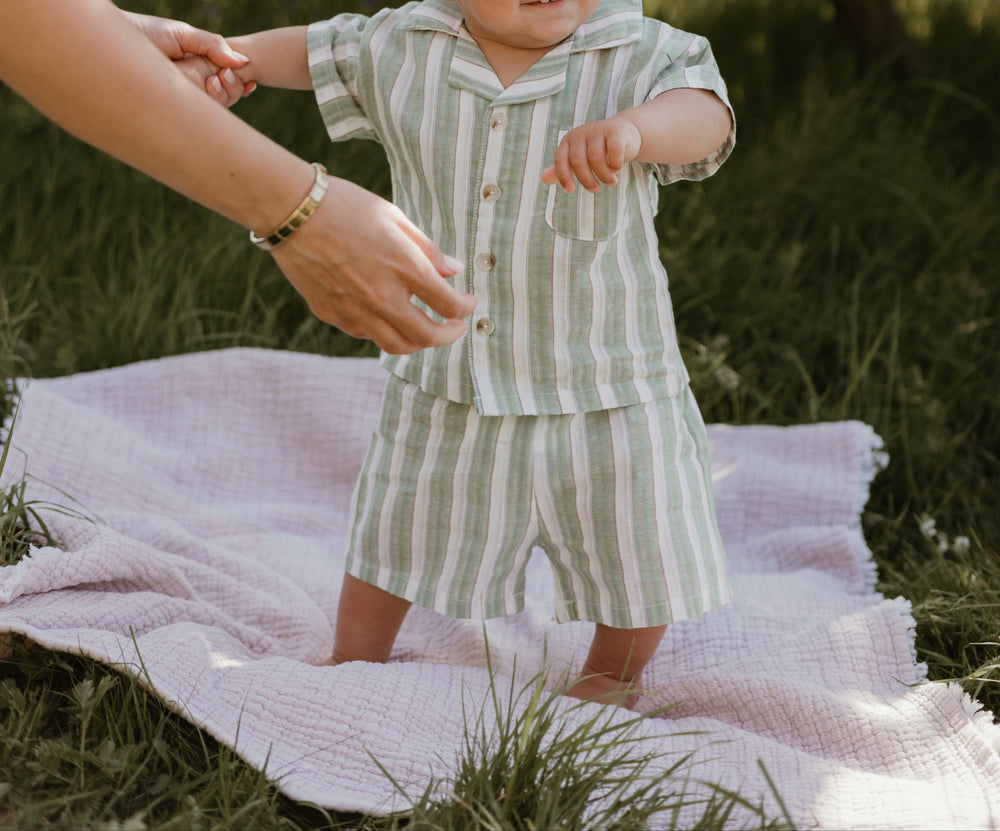 Baby sommarset 0–3 år – Randig tröja och shorts i bomull | Unisex outfit More For Mini