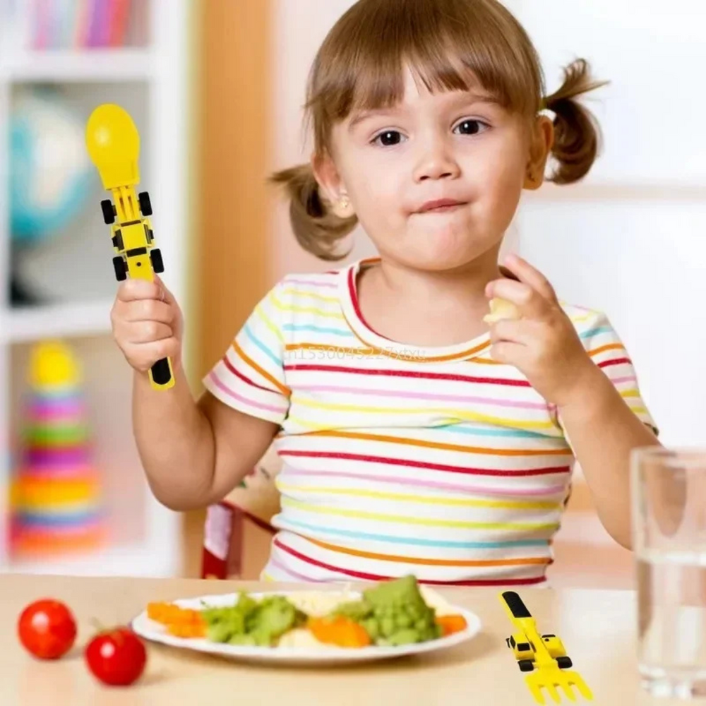 Kinder Bouwbestek Set – Speels Bestek voor Kinderen met Bouwvoertuigen Design | Veilig & Ergonomisch Etenstijd Speelgoed More For Mini