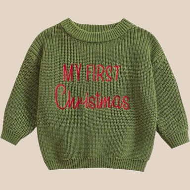 Jultröja – Min Första Jul Unisex, Grön/Röd/Khaki/Vit, Bomull, Storlek 0–2 år More For Mini