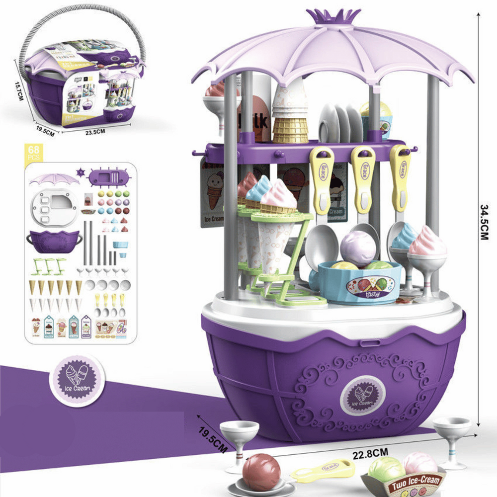 Ijswagen Speelkar voor Kinderen – 69 Accessoires voor Creatief Rollenspel en Fantasie More For Mini