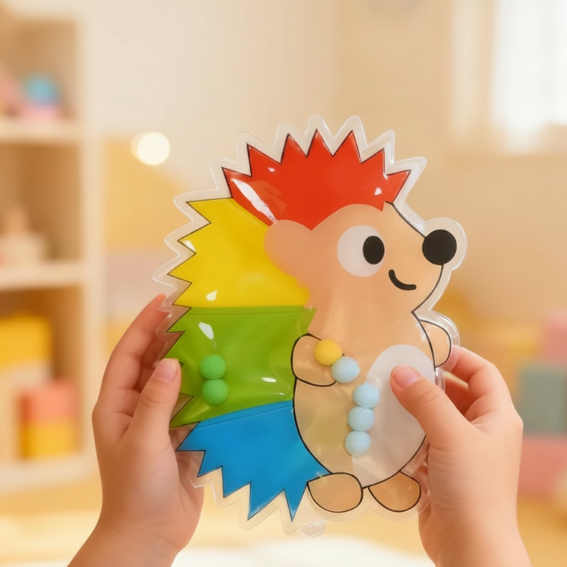 Pärllabyrint med gelfyllning och räknefält 1 till 5 – mjuk PVC, djur- eller blomform | fidgetleksak