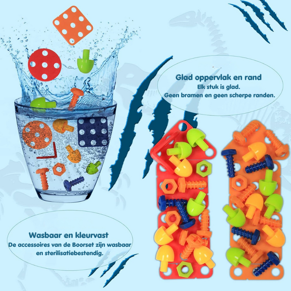 DinoBuilder Bouwspeelgoed Set – Creatief Educatief Speelgoed met Werkende Gereedschappen en Dino-ontwerpen More For Mini