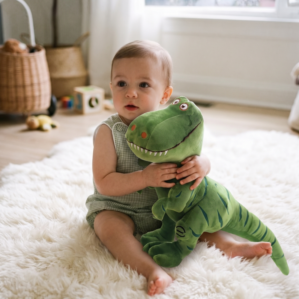 T-rex gosedjur i mjuk plysch – välfylld, kramvänlig, för lek och sömn | dinosaurie mjukisdjur