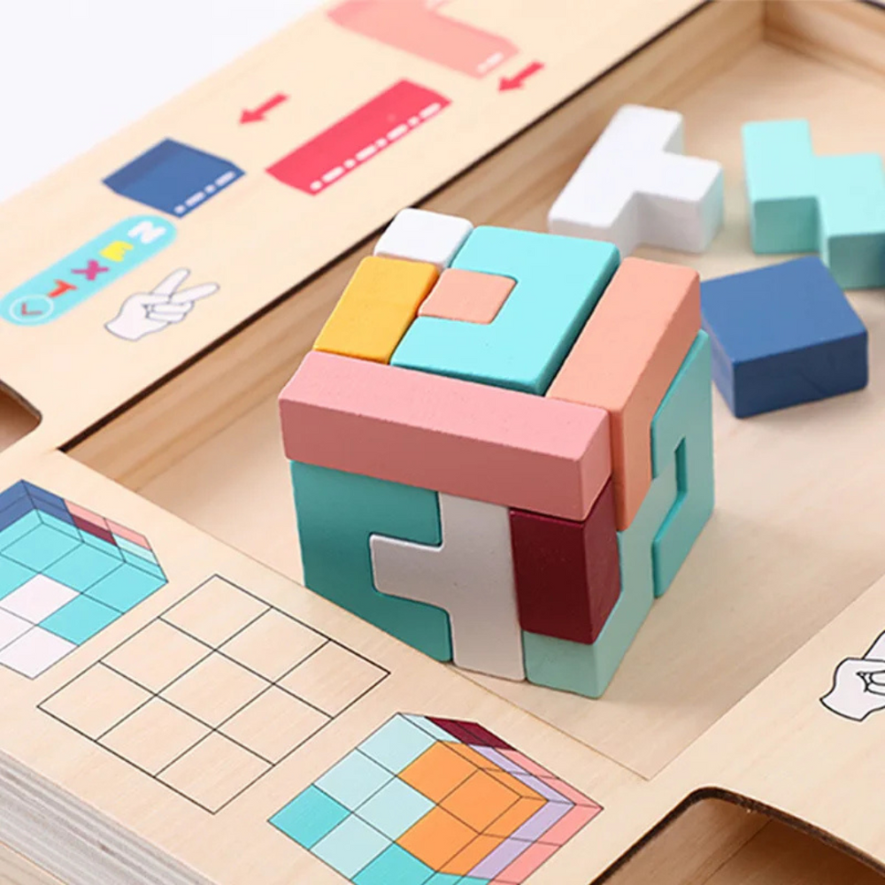 Tetris Pusselbord i Trä för Barn – Pedagogisk Leksak för Finmotorik & Logiskt Tänkande More For Mini