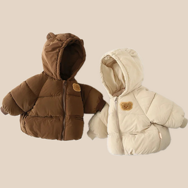 Vinterjacka med Björn-emblem – Beige/Brun, Polyester, Storlek 0–6 år More For Mini