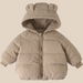 Vinterjacka med Björnöron och Ribbad Struktur – Lusa Flicka, Brun/Vit/Rosa/Beige, Polyester, Storlek 0–8 år More For Mini