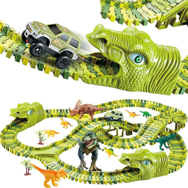 Dino Racerbana för Barn – 140-delars Flexibel Bana med Dinosaurieleksaker More For Mini