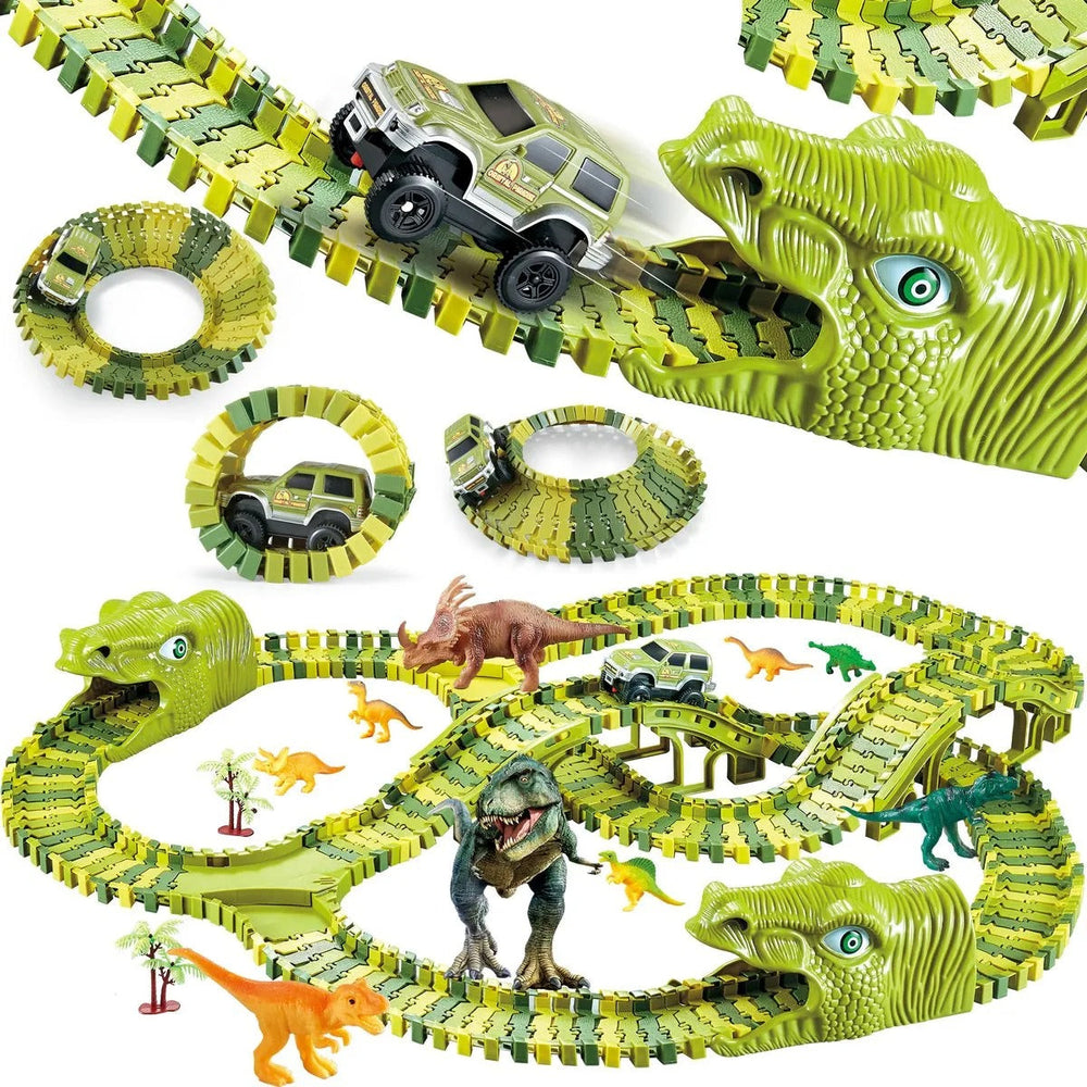 Dino Racerbana för Barn – 140-delars Flexibel Bana med Dinosaurieleksaker More For Mini